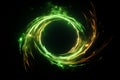 Dynamic brilliance Green fire comet creates a ring of fire