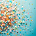 dynamic burst of confetti and ribbons