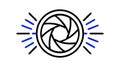Dynamic Camera Aperture Icon with Radiant Blue Lines, vector design Generative AI Royalty Free Stock Photo