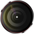Dynamic camera len with color lights. Vector illustration