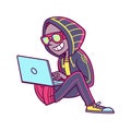 Dynamic Cartoon Cyber Hacker Character Illustration