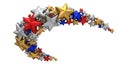Dynamic cascade of patriotic red, white, and blue stars creates a celebratory festive border Royalty Free Stock Photo