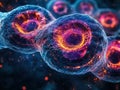 Dynamic cell division process in vibrant microscopic detail for scientific exploration Royalty Free Stock Photo