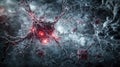 Dynamic cellular communication networks microscopic view science visualization intricate structures abstract concept