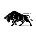 Dynamic Charging Bull Silhouette Logo with Speed Lines Royalty Free Stock Photo