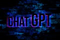 Dynamic chat gpt text overlaying coding language, representing AI and machine learning. Royalty Free Stock Photo