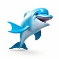 3d Blue Cartoon Dolphin Stock Photo On White Background Royalty Free Stock Photo