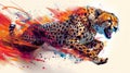 Dynamic cheetah in motion - artistic style - generative ai