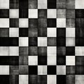 Dynamic Chiaroscuro: Black And White Square Pattern On Old Wood Wall Royalty Free Stock Photo
