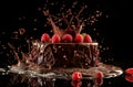Dynamic chocolate raspberry splash Royalty Free Stock Photo