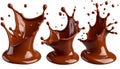 Dynamic Chocolate Splashes Collection on White Background Royalty Free Stock Photo