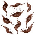 Dynamic chocolate splashes and drips in motion Royalty Free Stock Photo