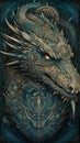 Dynamic chromo lithographic print Mighty designer dragon generative AI Royalty Free Stock Photo