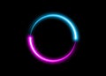 Dynamic circle neon effect, Sci-Fi Futuristic Abstract Gradient Blue Purple Pink Neon Glowing Circle Round Shape Tubes Logo design Royalty Free Stock Photo