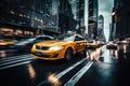 Dynamic City Life Cars in Motion with Motion Blur on a Crowded Downtown Manhattan Street. created with Generative AI