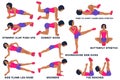 Sport exersice. Silhouettes of woman doing exercise. Workout, training