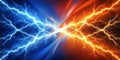 Dynamic clash of azure and amber bolts on a patriotic abstract scene AI Generative