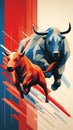 Dynamic Clash: Bull vs. Bear in Abstract Financial Battle Royalty Free Stock Photo