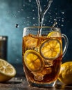 Dynamic Close-Up of Lemon Tea Pour