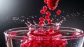 Pomegranate Arils Splashing into Water Royalty Free Stock Photo