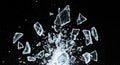 Shattered Glass Explosion on Black Background Royalty Free Stock Photo