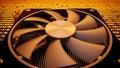High-Performance Computer Cooling Fan on Digital Data Background Royalty Free Stock Photo