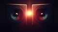 Studio Speakers With Bright Light Shining Between Them in the Dark Royalty Free Stock Photo