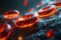 Dynamic closeup visualization showcasing red blood cells as they move with remarkable fluidity in a biological context
