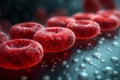 Dynamic closeup visualization showcasing red blood cells as they move with remarkable fluidity in a biological context