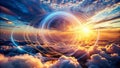 Dynamic Cloud Computing A Visual Representation of Data Flow Server Network and Abstract Cloud Technology in a Double Royalty Free Stock Photo