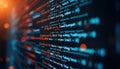 Dynamic coding display shows data encryption algorithms. Secure tech system displays code. Coding data encryption system in
