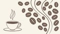 Dynamic Coffee Beans and Steaming Cup Design, vector design Generative AI Royalty Free Stock Photo