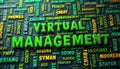 Dynamic collage of keywords highlighting virtual management Royalty Free Stock Photo