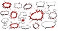Comic explosion bubbles and retro sound effects set Royalty Free Stock Photo