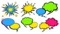 Vibrant Comic Book Style Speech Bubbles and Explosion Bursts Set Royalty Free Stock Photo