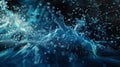 A dynamic collision of droplets and particles forming a mesmerizing fountain of movement