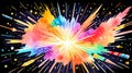Dynamic color explosion with astronomical themes and artistic concept