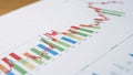 Dynamic colorcoded bar graphs displaying changing financial data stock marketsbanking