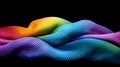 A dynamic and colorful abstract mesh pattern flows across a black background. Royalty Free Stock Photo