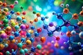 Dynamic Colorful Molecular Structure Background A Vibrant Abstract Design for Creative Projects Featuring Intricate