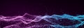 Dynamic colorful particle wave. Futuristic point wave. Flow digital structure. Data technology background. 3D rendering Royalty Free Stock Photo