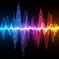 Dynamic colorful sound wave visualization on dark gradient background Royalty Free Stock Photo