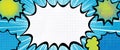 Dynamic comic book background with bright blue hues, halftone patterns, and speech bubbles Royalty Free Stock Photo