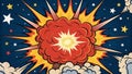 Dynamic comic book explosion with starry night background. Generative AI Royalty Free Stock Photo