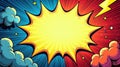 Dynamic comic book style burst background with vibrant colors and speech bubble. Generative AI Royalty Free Stock Photo