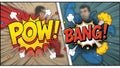 Dynamic Comic Book Style Collision with Pow and Bang Effects Royalty Free Stock Photo