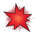 Red Comic Book Explosion Burst Shape with Halftone Dots and Splatter Effect Isolated on White Background Royalty Free Stock Photo