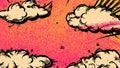 Dynamic comic book style explosive cloud background featuring vibrant pink and yellow halftone patterns creating an energetic Royalty Free Stock Photo