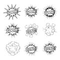 Dynamic comic explosion effects with boom and bang Royalty Free Stock Photo