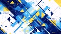Abstract Geometric Digital Art with Blue, Yellow and White Elements Royalty Free Stock Photo